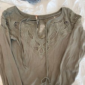 Free people green long sleeve shirt